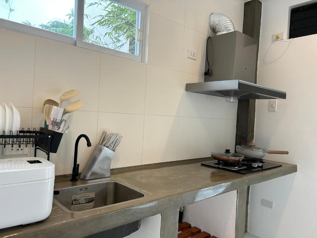 Kitchen counter with gas hob